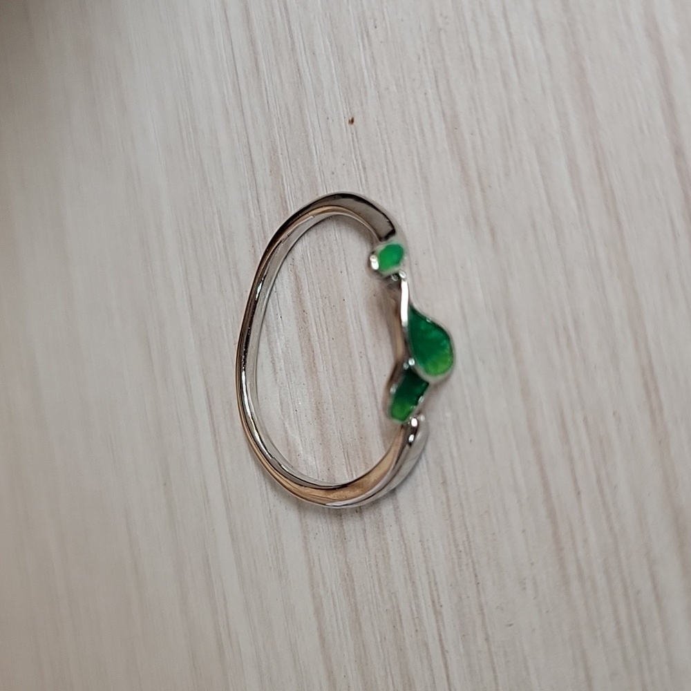 GREEN LEAF TWIG ADJUSTABLE STAINLESS STEEL RING - Picture 6 of 7